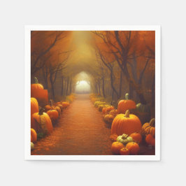 Pumpkin Väg Vacker Autumn Scene Papper Pappersservett
