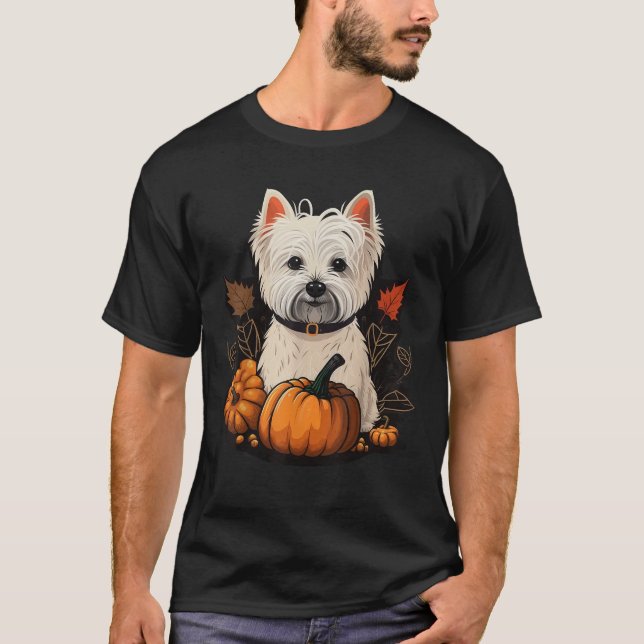 Pumpkin Väster Highland White Terrier costume West T Shirt (Framsida)