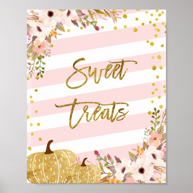 Pumpkin vattencolor Sweet Treats-tecken Poster (Framsidan)