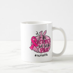 Pumpkin Vi Bära Rosa Breast Cancer Awareness Nurse Kaffemugg