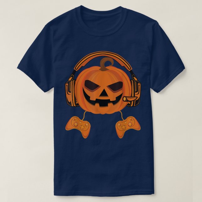 Pumpkin Video Game Controller, en riktig spelare  T Shirt (Design framsida)