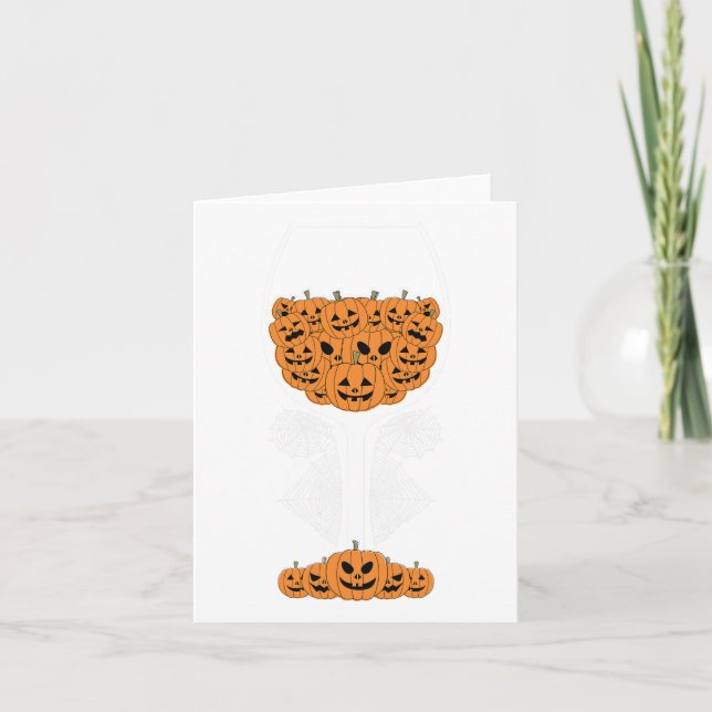 Pumpkin Vin Gl Spindelnät Costume Easy Halloween Kort (Framsida)