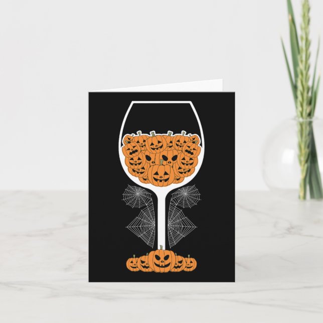 Pumpkin Vin Gl Spindelnät Costume Easy Halloween Kort (Framsida)