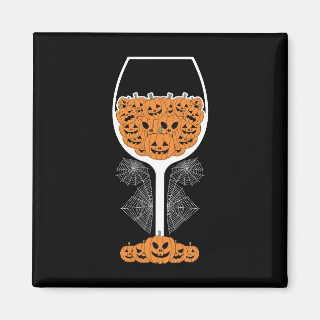 Pumpkin Vin Gl Spindelnät Costume Easy Halloween Magnet (Framsidan)