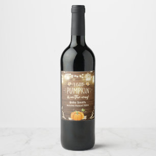 Pumpkin Vin-Gravid avslöjar Fall Rustic Vinflaska Etikett