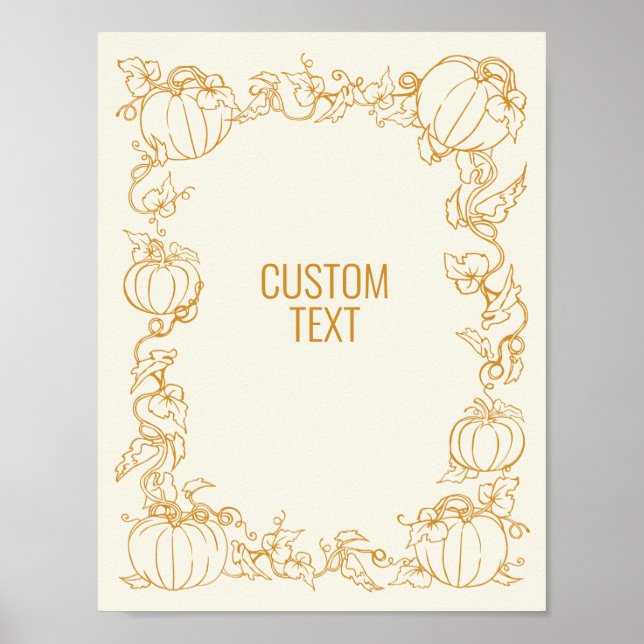 Pumpkin Vine Autumn Fall Thanksgiving ram anpassni Poster (Framsidan)