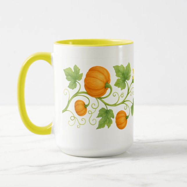 Pumpkin Vine med Flowers Frieze Mugg (Vänster)