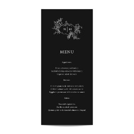 Pumpkin Vines Black Monogram Bröllop Menu Meny