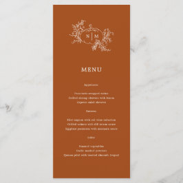 Pumpkin Vines Black Monogram Bröllop Menu Meny