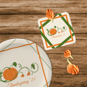Pumpkin Vines Lattice Underlägg Papper Kvadrat