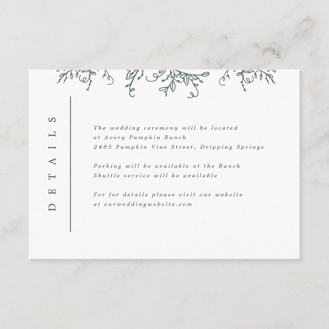 Pumpkin Vines Monogram Bröllop Infoga Tilläggskort (Framsida)