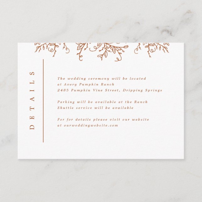 Pumpkin Vines Monogram Bröllop Infoga Tilläggskort (Framsida)