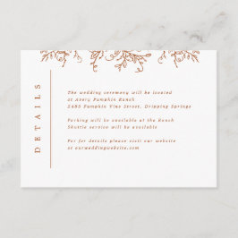Pumpkin Vines Monogram Bröllop Infoga Tilläggskort