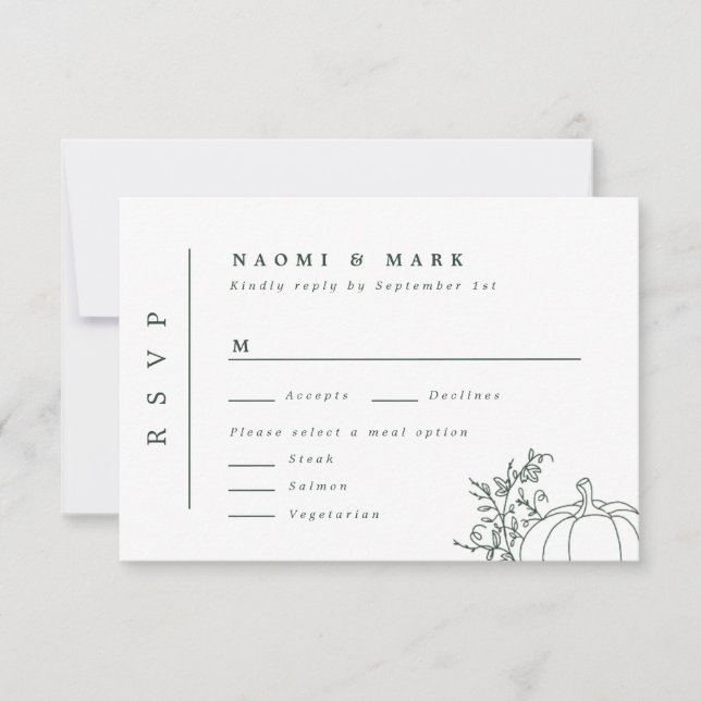 Pumpkin Vines Monogram Bröllop OSA Kort (Framsida)