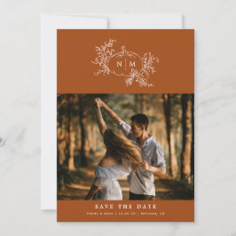 Pumpkin Vines Monogram Bröllop Spara Datumet