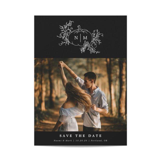 Pumpkin Vines Monogram Bröllop Spara Datumet (Skapare uppladdad)