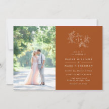 Pumpkin Vines Monogram bröllopsinbjudan