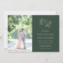 Pumpkin Vines Monogram bröllopsinbjudan