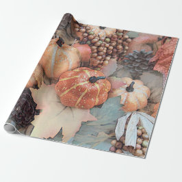 Pumpkin Vintage Antique Orange Grått Fall Art Presentpapper
