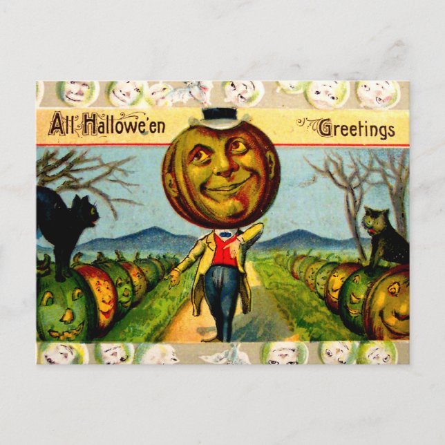 Pumpkin (Vintage Halloween Card) Vykort (Framsida)