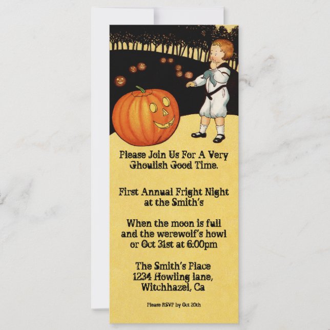 Pumpkin Vintage Halloween-inbjudan Inbjudningar (Framsida)