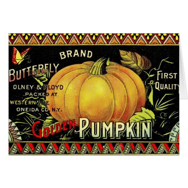 Pumpkin-vintage Hälsningskort (Framsidan Horizontal)