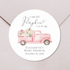 Pumpkin Vintage Lastbil Blommigt Flicka Shower Runt Klistermärke