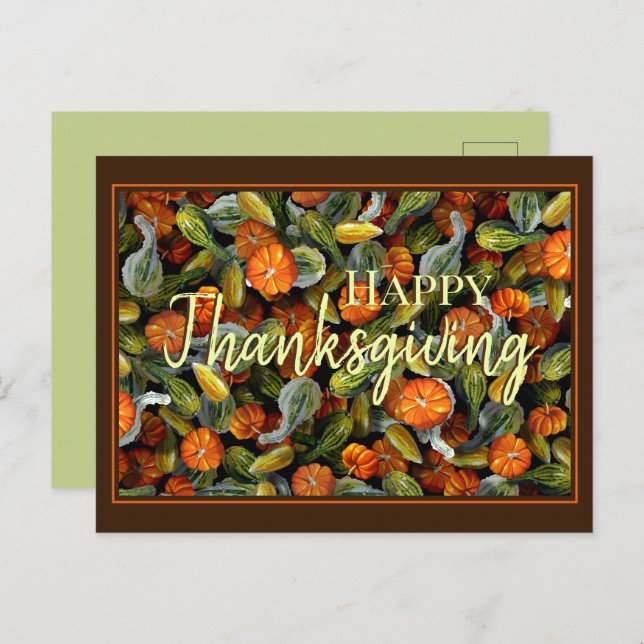 Pumpkin, vykort för höstskörd i fyrkant (Fram/baksida)