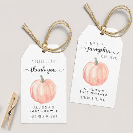 Pumpkin Watercolor Baby Shower Tack Presentetikett