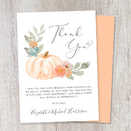 Pumpkin Watercolor Baby Shower - tackkort Inbjudningar