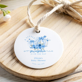 Pumpkin Watercolor Bow Pojke Shower Tack Gåvor Etiketter