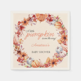 Pumpkin Watercolor Elegant Baby Shower under höste Pappersservett