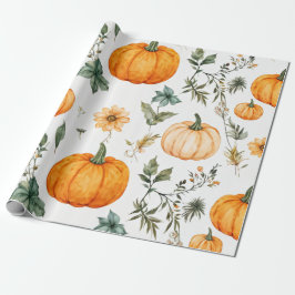 Pumpkin Watercolor Fall & Autumn Thanksgiving Presentpapper