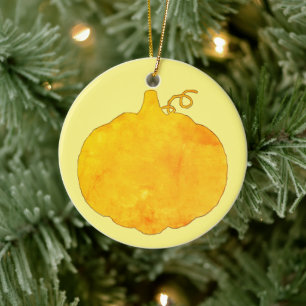 Pumpkin Watercolor-målning Julgransprydnad Keramik