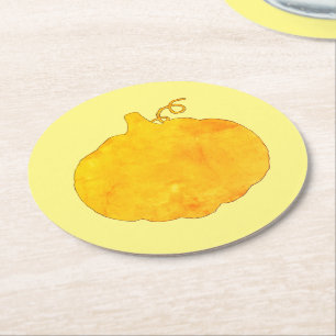 Pumpkin Watercolor-målning Underlägg Papper Rund