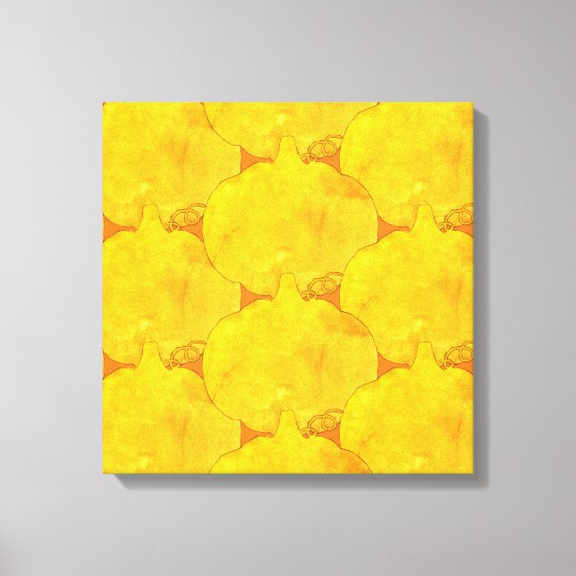 Pumpkin Watercolor Mönster-målning Canvastryck (Framsida)