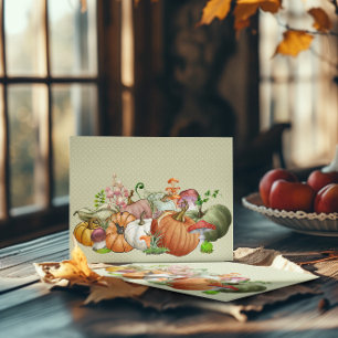 Pumpkin Watercolor Mushroom Vykort