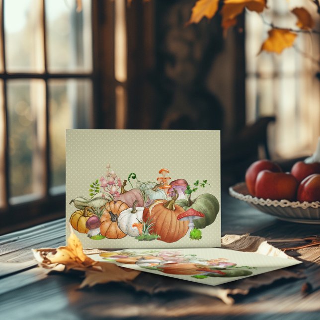 Pumpkin Watercolor Mushroom Vykort (Skapare uppladdad)