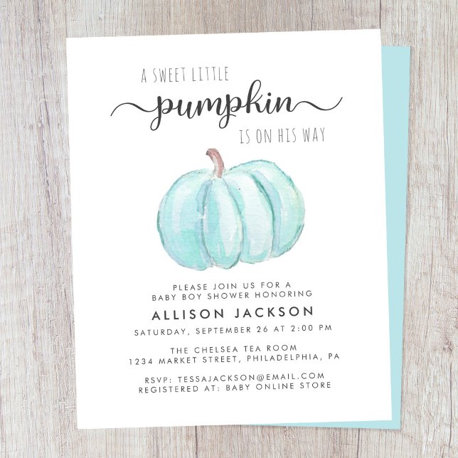 Pumpkin Watercolor Pojke Shower-inbjudan (Skapare uppladdad)