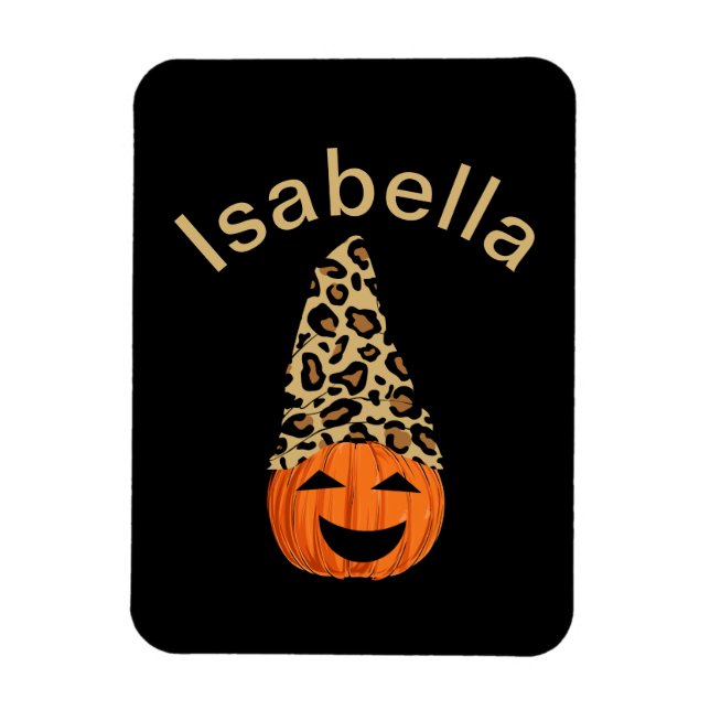 Pumpkin Wearing A Leopard Hat Magnet (Vertikal)