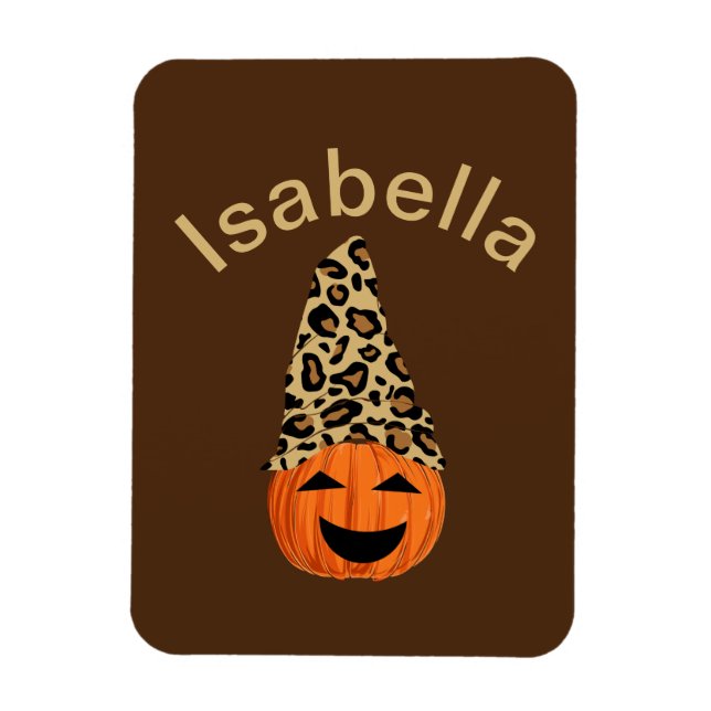 Pumpkin Wearing A Leopard Hat Magnet (Vertikal)