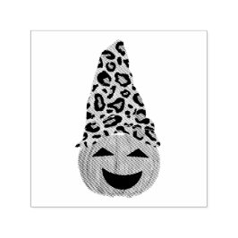 Pumpkin Wearing A Leopard Hat Självfärgande Stämpel