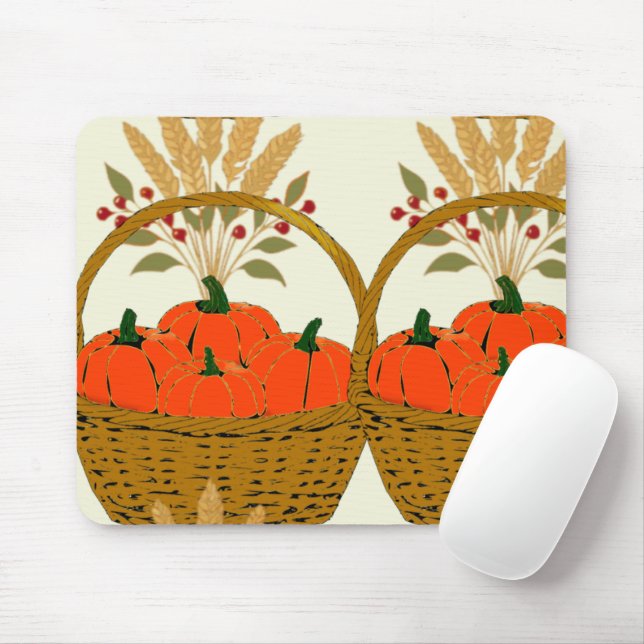 🍂 **Pumpkin & Wheat Basket Mouse Pad Musmatta (Med mus)