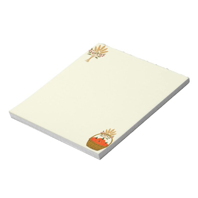 📝 **Pumpkin & Wheat Basket Notepad Anteckningsblock (Roterad)