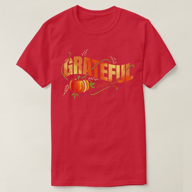 Pumpkin Wheat Ear - tacksam Thanksgiving T Shirt (Design framsida)