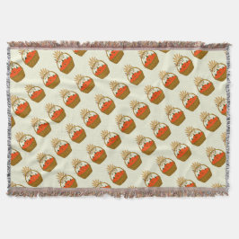 🍂 **Pumpkin & Wheat Woven Blanket Filt