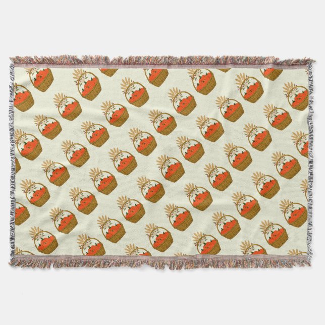 🍂 **Pumpkin & Wheat Woven Blanket Filt (Framsidan)