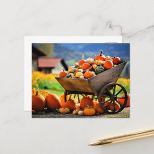 Pumpkin Wheelbarrow, hösten Vykort