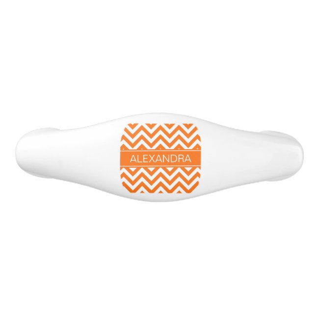 Pumpkin White Chevron, Pumpkin Namn Monogram Handtag (Framsidan)