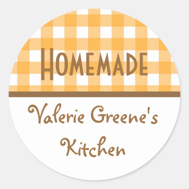 Pumpkin white gingham homemade food etikett (Framsida)